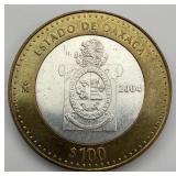 2004 Mexico Bimetallic 100 Pesos Coin.