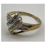 10KT 2 Tone Gold  Diamond Bypass Ring.