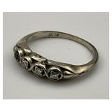 Vintage 14KT White Gold Diamond Accent Ring.