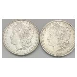 2 90% Silver 1884 Morgan Dollars.