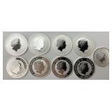 9 1/2 Troy Oz Fine Silver Australian Half Dollars.