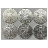 6 1 Troy Oz Fine Silver Walking Liberty Rounds.