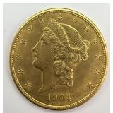 1904 $20 Gold Liberty Head Double Eagle.