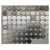 76 90% Silver Franklin Half Dollars.