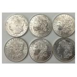 6 1921 90% Silver Morgan Dollars.