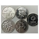 5 1 Troy Oz Fine Silver Bullion Coins.