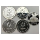 5 1 Troy Oz Fine Silver OPM, Vatican Rounds.