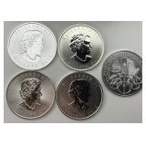 5 1 Troy Oz Fine Silver Bullion Coins.