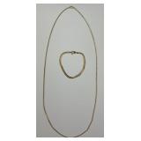 14KT Italian Gold Necklace Chain & Bracelet.