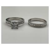 925 Silver Gemstone Engagement Ring Set.