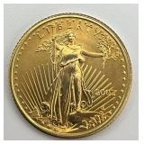 1/10 oz Fine Gold 2002 American Eagle $5 Coin.