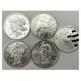 5 1 Troy Oz Fine Silver Rounds.