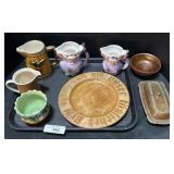 Figural Creamers, German Wood Plate. Figural Creamers, German Wood Plate.