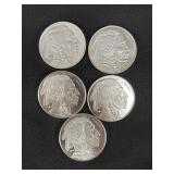 5 1 Troy Oz Fine Silver Buffalo Rounds. 5 1 Troy Oz Fine Silver Buffalo Rounds.