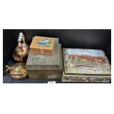 Large Advertising Tins, Copper Teapots. Large Advertising Tins, Copper Teapots.