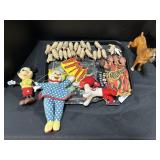 Monkeys Pull String Toy, Clown Puppet, Mickey. Monkeys Pull String Toy, Clown Puppet, Mickey.