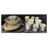 Silver Plated Bowls, Platter & Mugs. Silver Plated Bowls, Platter & Mugs.