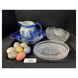 Flow Blue, Blue Willow, Cut Glass, Eggs. Flow Blue, Blue Willow, Cut Glass, Eggs.