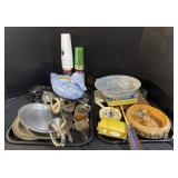 Graniteware Bowl, Spongeware Duck, Pewter. Graniteware Bowl, Spongeware Duck, Pewter.