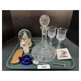 Crystal Decanter, Crystal Glasses, Snowglobe. Crystal Decanter, Crystal Glasses, Snowglobe.