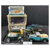 3 Die Cast Cars & 5 Various Plastic Car Models. 3 Die Cast Cars & 5 Various Plastic Car Models.