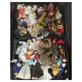 2 Trays Of Vintage Porcelain & Toy Dolls. 2 Trays Of Vintage Porcelain & Toy Dolls.