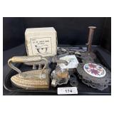 Sad Iron, Decorative Coasters, Silverware. Sad Iron, Decorative Coasters, Silverware.