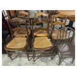(5) Oak & Cane Chairs, Vtg Children�s Chair. (5) Oak & Cane Chairs, Vtg Children�s Chair.