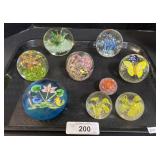 9 Hand Blown Glass Paperweights. 9 Hand Blown Glass Paperweights.