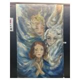 Large Oil On Canvas Angel Painting. Large Oil On Canvas Angel Painting.