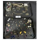 2 Trays Of Costume Jewelry, Earrings, Rings. 2 Trays Of Costume Jewelry, Earrings, Rings.