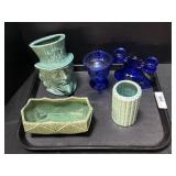 McCoy Uncle Sam Planter, Cobalt Glass. McCoy Uncle Sam Planter, Cobalt Glass.