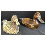 Hand Painted Pottery Duck, Wooden Duck Decoy. Hand Painted Pottery Duck, Wooden Duck Decoy.