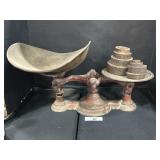 Cast Iron Balance Scale W/ Weights. Cast Iron Balance Scale W/ Weights.