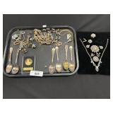 Silver Plated Spoons & Costume Jewelry. Silver Plated Spoons & Costume Jewelry.
