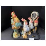 4 Ceramic Roosters. 4 Ceramic Roosters.