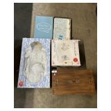 Wedding Dress & Hat, Lace, Folk Art Chest. Wedding Dress & Hat, Lace, Folk Art Chest.