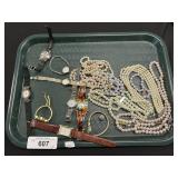 Tray Of Costume Jewelry, Watches, Necklaces. Tray Of Costume Jewelry, Watches, Necklaces.