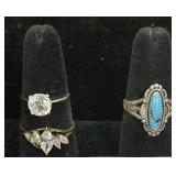 3 Sterling Silver Rings. 3 Sterling Silver Rings.