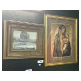 Madonna & Child & Framed Landscape. Madonna & Child & Framed Landscape.