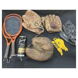Baseball Gloves, Rackets, Felt Pitt Patch. Baseball Gloves, Rackets, Felt Pitt Patch.