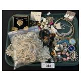 Tray Of Costume Jewelry, Necklaces, Earrings. Tray Of Costume Jewelry, Necklaces, Earrings.