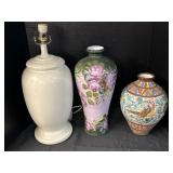 Italian & Limoges Vases, Pottery Lamp. Italian & Limoges Vases, Pottery Lamp.