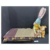 Hand Made Pillow & Started Quilt, Stuffed Animals. Hand Made Pillow & Started Quilt, Stuffed Animals.