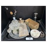Japan Cat Dish, Hobnail Vase, Kraft Cheese Box. Japan Cat Dish, Hobnail Vase, Kraft Cheese Box.