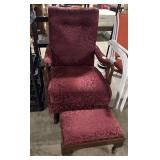 Vtg Comfy Upholstered Rocker & Ottoman. Vtg Comfy Upholstered Rocker & Ottoman.