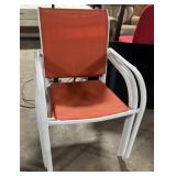 (3) Mesh & Aluminum Creamsicle Patio Chairs. (3) Mesh & Aluminum Creamsicle Patio Chairs.