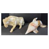 2 Large Stone Carved Animal Figurines. 2 Large Stone Carved Animal Figurines.