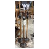 (3) Oak & Brass Floor Lamps. (3) Oak & Brass Floor Lamps.
