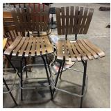 (2) Mid Century Modern Slatted Bar Stools. (2) Mid Century Modern Slatted Bar Stools.